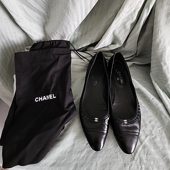 Authentic Chanel Black Ruffle ballerina ballet flats sz 41 10/10.5 - Picture 6 of 10